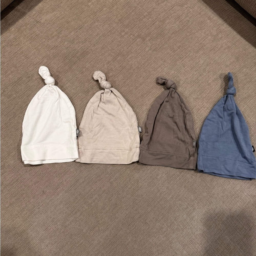 Kyte BABY Knotted Beanie Set - White, Tan, Brown, Blue